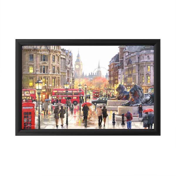 Trademark Fine Art "London Landscape" by The Macneil Studio Framed with LED Light Cityscape Wall Art 16 in. x 24 in.