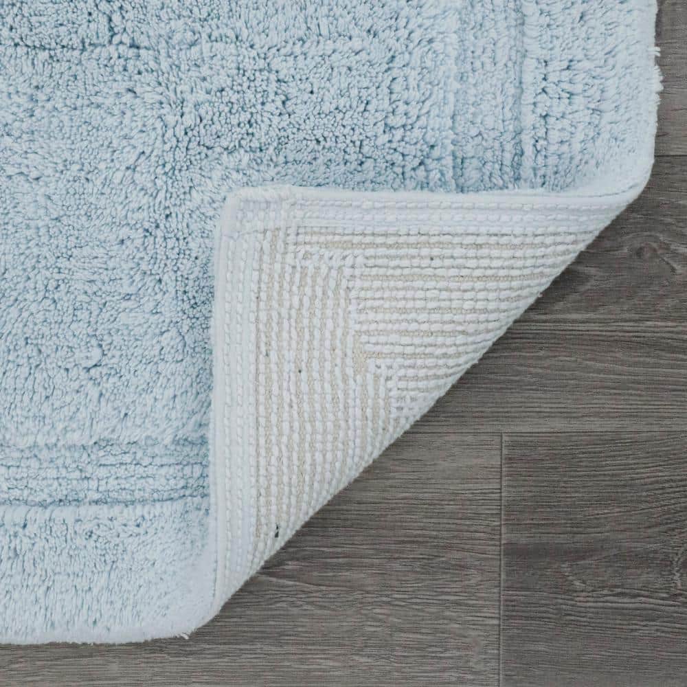 Lydia Pale Blue Cotton Non-Slip Bath Mat 17" x 24"