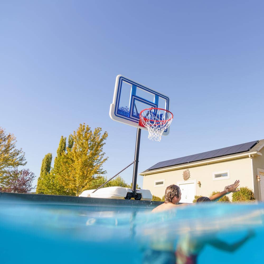 44" Blue and White Polycarbonate Poolside Basketball Hoop