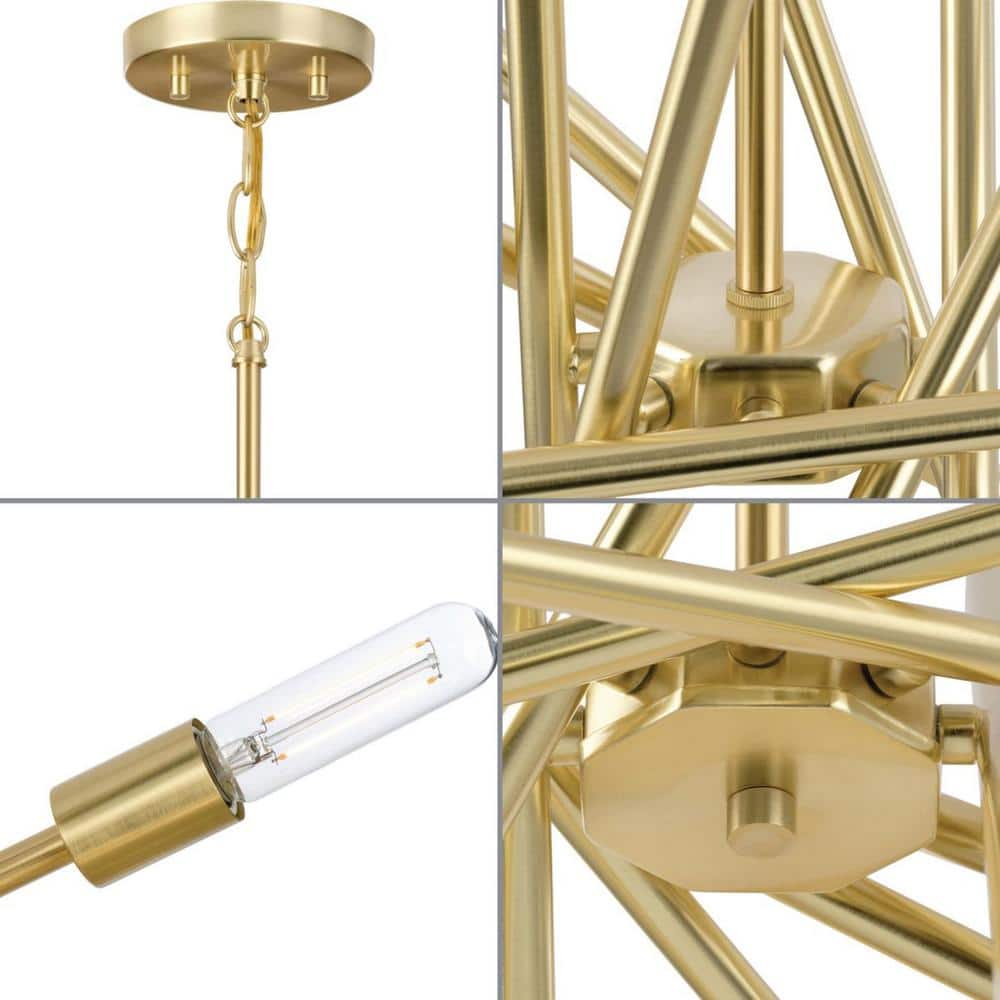 Satin Brass Sputnik 8-Light Modern Chandelier