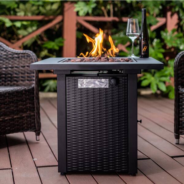 Square Steel Gas Fire Pit With Burner, Providence Stainless Steel Propane Gas Fire Pit Table