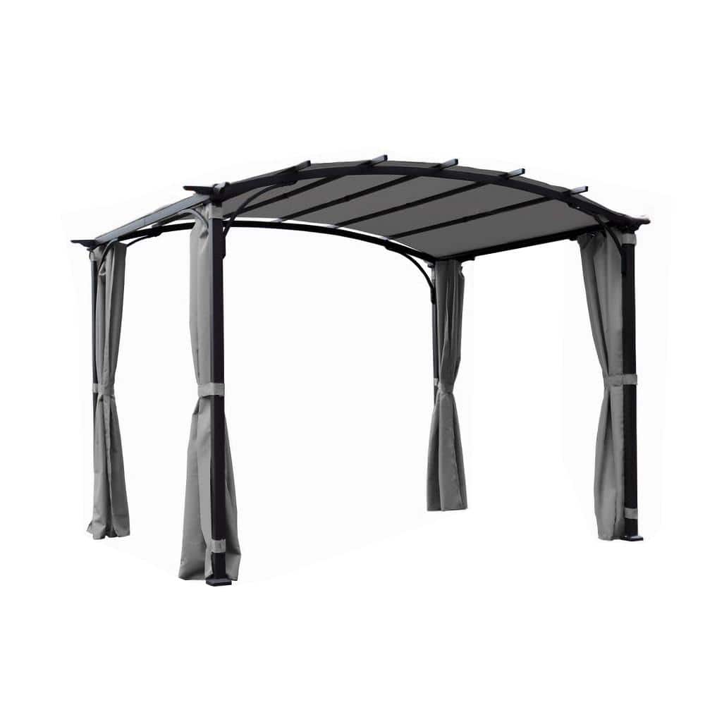 9 ft. x 11 ft. Gray Arched Gazebo Canopy Tent with Waterproof Sun Shade She