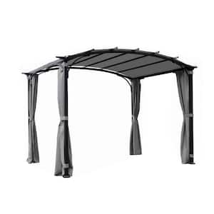 9 ft. x 11 ft. Gray Arched Gazebo Canopy Tent with Waterproof Sun Shade Shelter for Garden Backyard
