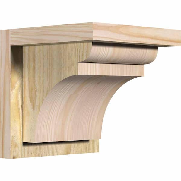 Ekena Millwork 8 in. x 8 in. x 8 in. Douglas Fir Yorktown Rough Sawn Corbel with Backplate