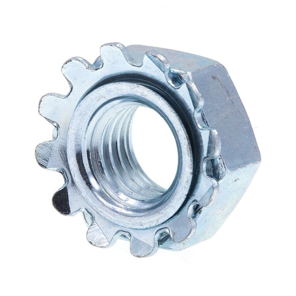 Prime-Line 1/4 in.-28 Zinc Plated Steel K-Lock Nuts with External Tooth Washer (50-Pack)