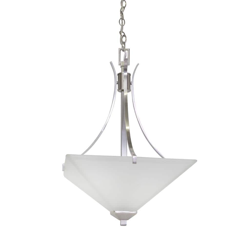 Torino Satin Nickel Pendant Light with Frosted Glass Shade