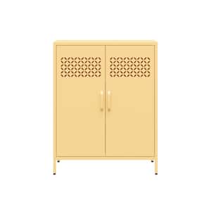 Annie, Sunny Yellow, 40 in. Metal 2-Door Cabinet with 2-Adjustable Shelves