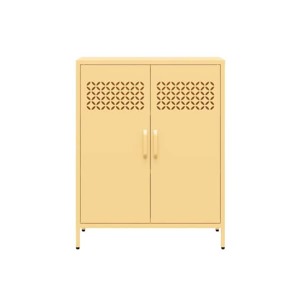 Ameriwood Home Annie, Sunny Yellow, 40 in. Metal 2-Door Cabinet with 2-Adjustable Shelves