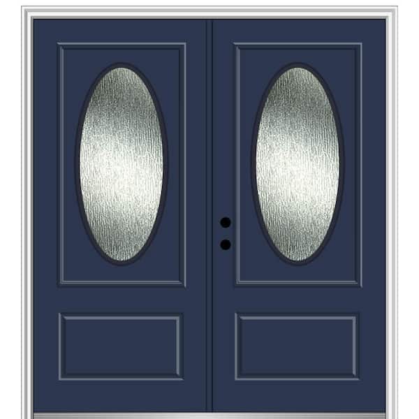 MMI Door 72 in. x 80 in. Right-Hand/Inswing Rain Glass Naval Fiberglass Prehung Front Door on 6-9/16 in. Frame