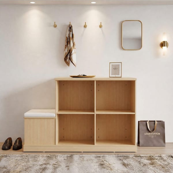 テーブル・チェア・ハンモック LOCKFIELDEQUIPMENT SCF Table BK FUFU&GAGA Natural Wood Padded Seat Shoe Storage Bench Chair with 8