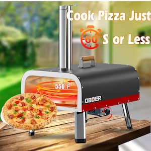 13 in. Wood/Propane/Charcoal/Pellet Combo Outdoor Pizza Oven in Red