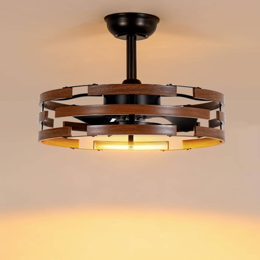 Vortix 20in. Dark Walnut Iron Cage Ceiling Fan with 3-Color Dimmable LED, Reversible Quiet DC Motor, and Remote Control price history on PriceWatchPro