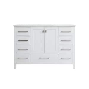48 in. W x 22 in. D x 34 in. H Single Bathroom Vanity in White with Engineered Stone Top in White with White Basin