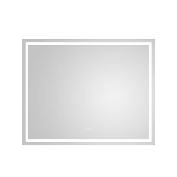 White 48 in. W x 84 in. H LED Rectangle Metal Framed Wall Mirror