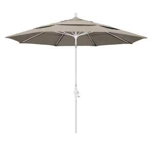 11 ft. Fiberglass Collar Tilt Double Vented Patio Umbrella in Granite Olefin