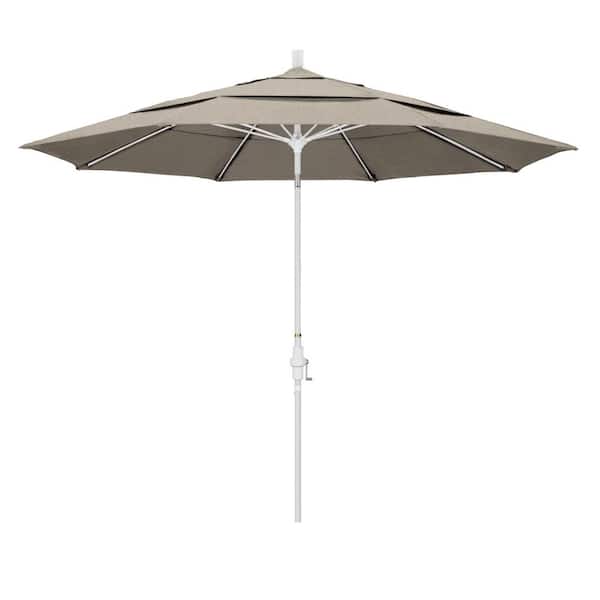 California Umbrella 11 ft. Fiberglass Collar Tilt Double Vented Patio Umbrella in Granite Olefin