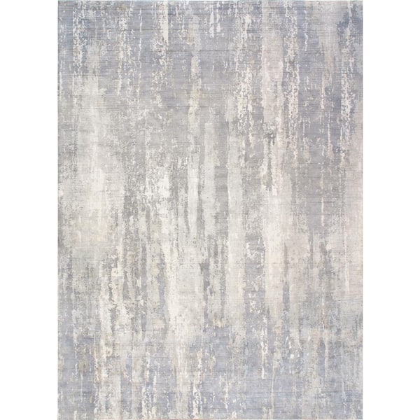 Pasargad Home Beverly Grey 6 ft. x 9 ft. Abstract Bamboo Silk Area Rug