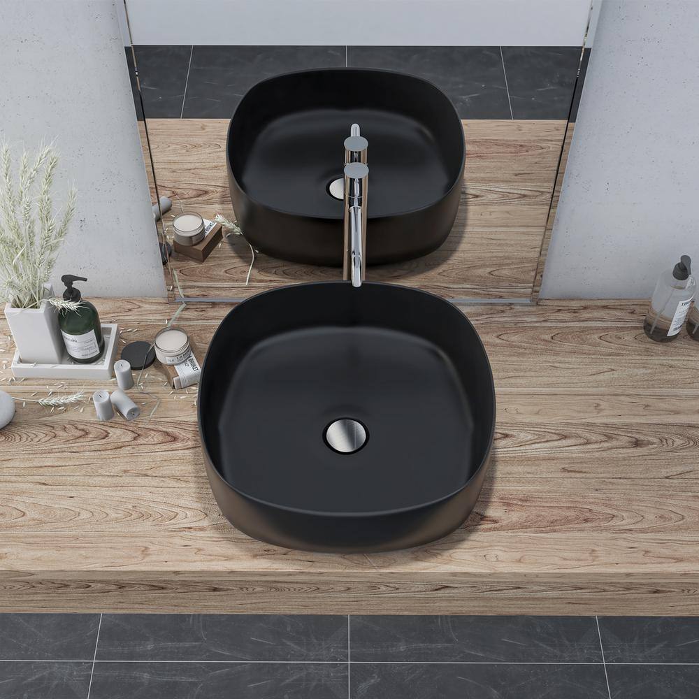 Altair 16.7'' Black Ceramic Square Undermount Bathroom Sink