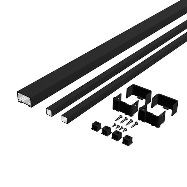 Cable Rail 36 in. x 8 ft. Textured Black Aluminum Rectangular Level Top Rail for Cable Railing System