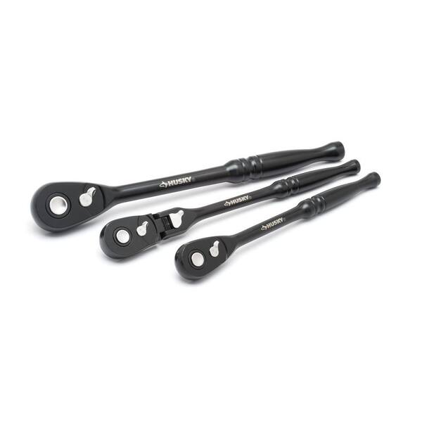 Husky - 3/8 in. Drive 100-Position Low-Profile Long Handle Ratchet