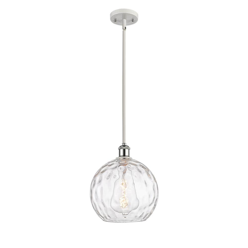 Athens Water Glass 60-Watt 1 Light White and Polished Chrome Shaded Mini Pendant Light with Clear Glass Shade price history on PriceWatchPro