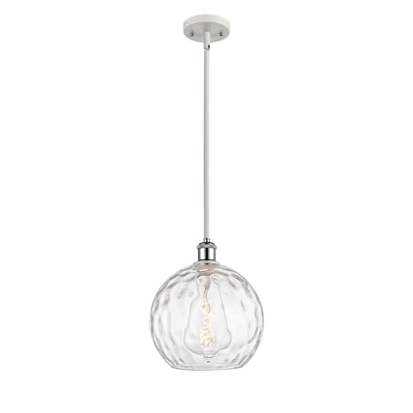 Innovations Athens Water Glass 60-Watt 1 Light White and Polished Chrome Shaded Mini Pendant Light with Clear Glass Shade