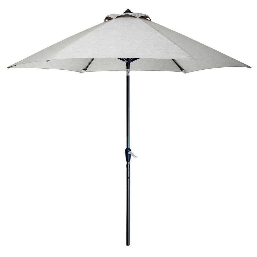 Gray 7-Piece Steel Patio Dining Set with Umbrella