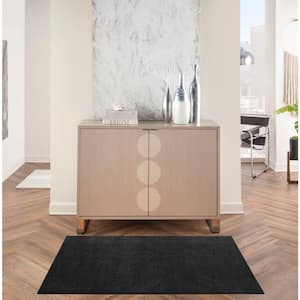 Essentials 3 ft. x 5 ft. Black Solid Contemporary Indoor/Outdoor Patio Kitchen Area Rug