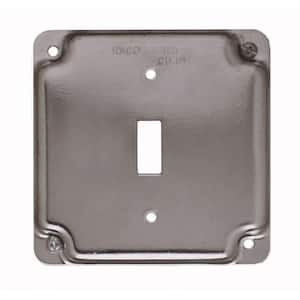 4 in. W Steel Metallic 2-Gang Exposed Work Square Cover for 1 Toggle Switch, 1-Pack