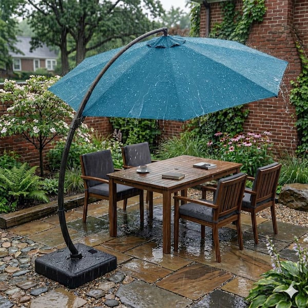 GJJH 11 ft. Aluminum Market Crank and Auto-Tilt Patio Umbrella in Blue  11FT-LKBlue1 - The Home Depot