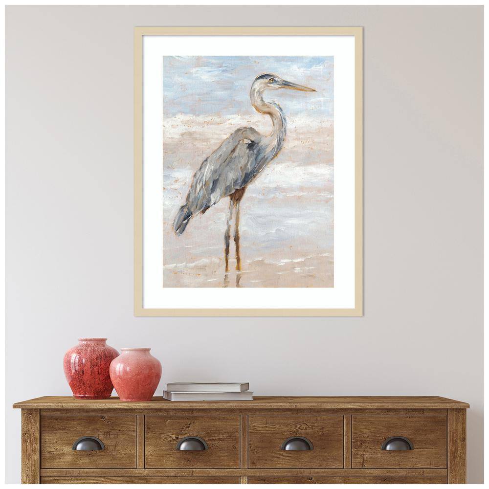 Beach Heron I Svelte Natural Framed Giclee Print