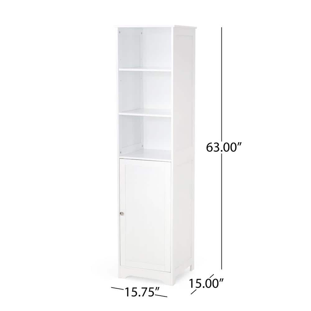 Matte White Modern Free Standing Linen Storage Cabinet