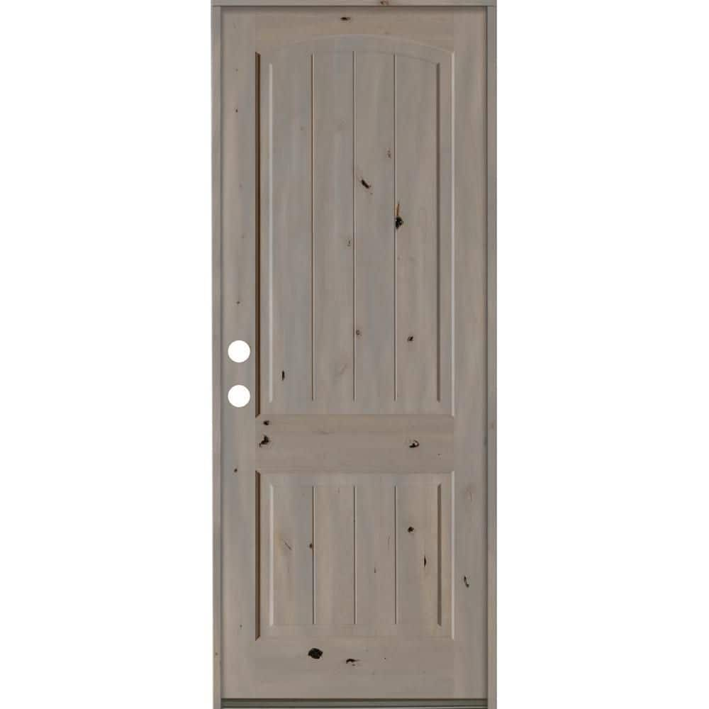 Krosswood Doors 36 in. x 96 in. Rustic Knotty Alder 2 Panel Arch