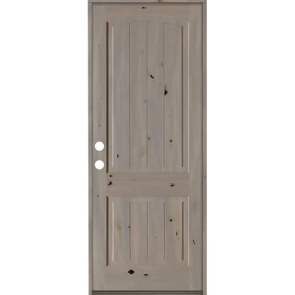 Krosswood Doors 36 in. x 80 in. Rustic Knotty Alder Arch Top V