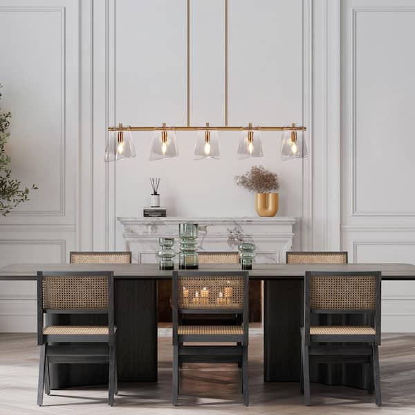 Progress Lighting Desiree 6-Light Silver Ridge Glam Linear Large Hanging Kitchen Island Light