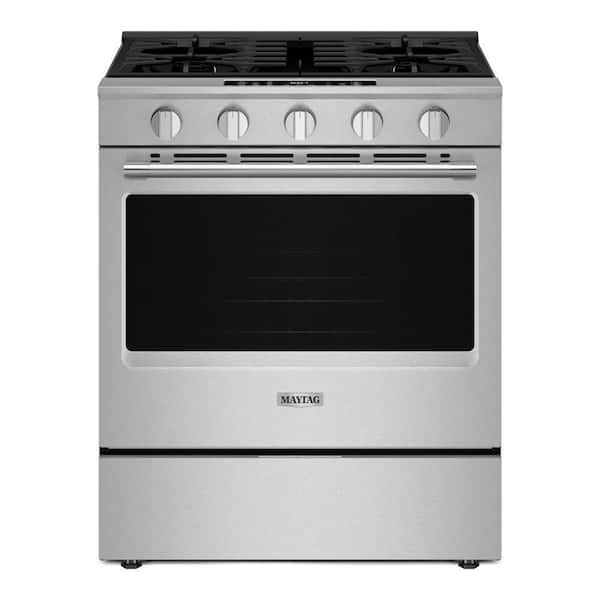 30 in. 5 Element Wide Slide-In Gas Range in Fingerprint Resistant Stainless Steel with Grill Mode