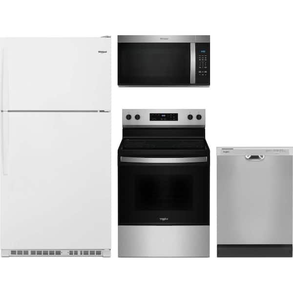 20 cu. ft. Standard Depth Refrigerator with 4 Burner Freestanding Electric Range and Dishwasher with 4 Cycles