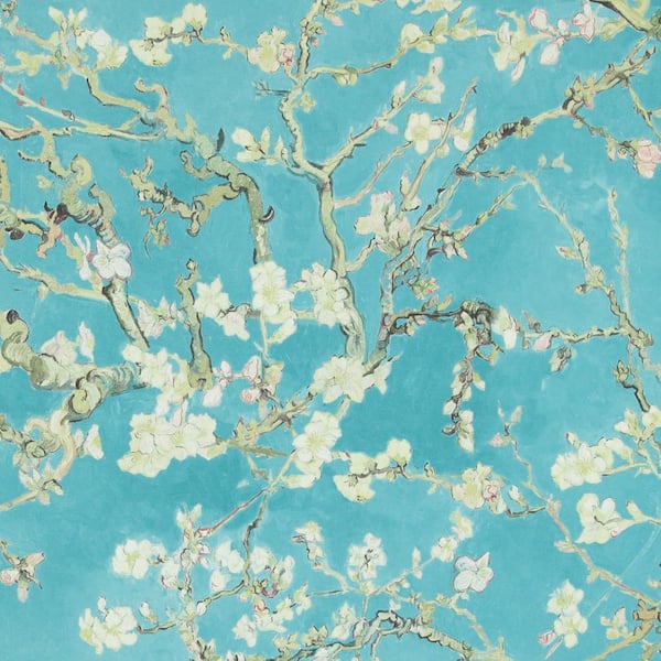 Garderobe video Forsendelse Walls Republic Almond Blossom Bold Floral Wallpaper Turquoise Paper  Strippable Roll (Covers 57 sq. ft.) R2788 - The Home Depot