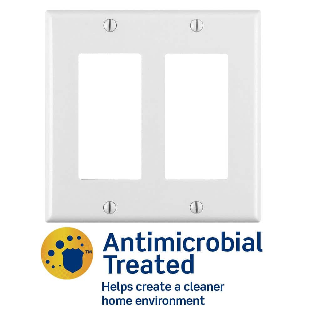 2-Gang White Antimicrobial Decora/Rocker Plastic Standard Wall Plate (1-Pack) 80409-2AW price history on PriceWatchPro