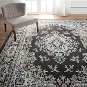 Premium Sakarya Brown/Ivory 8 ft. x 10 ft. Medallion Area Rug