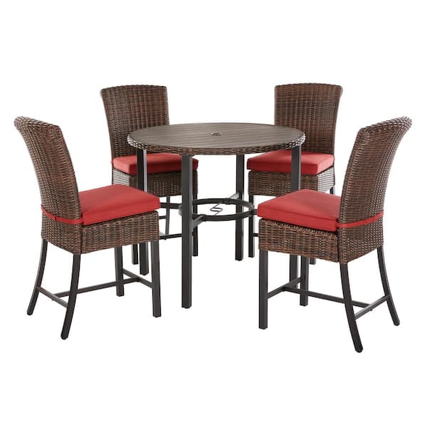 Brown Steel Outdoor Patio Dining Set, Home Depot Outdoor Furniture High Top Table And Chairs