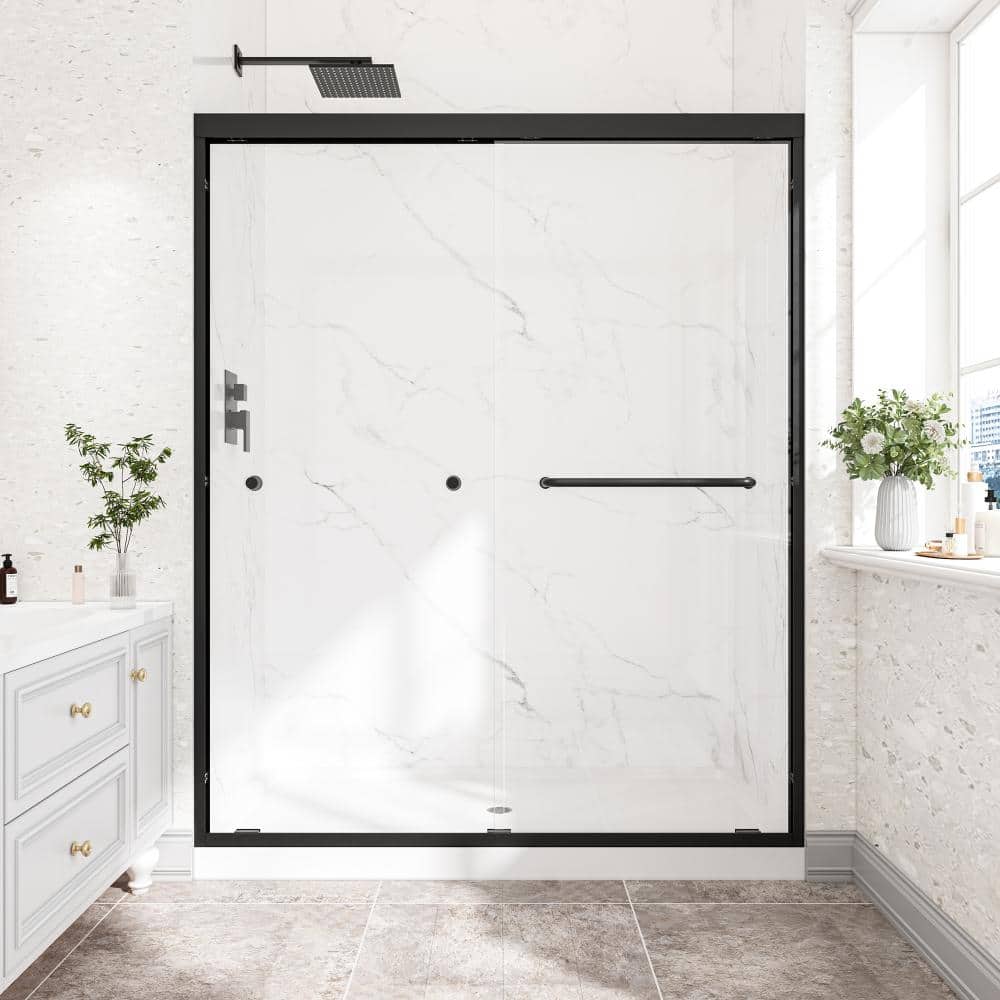 55-60 in.Wx72 in.H Matte Black Frame Double Bypass Sliding Shower Door,6mm Thick SGCC Tempered Glass price history on PriceWatchPro
