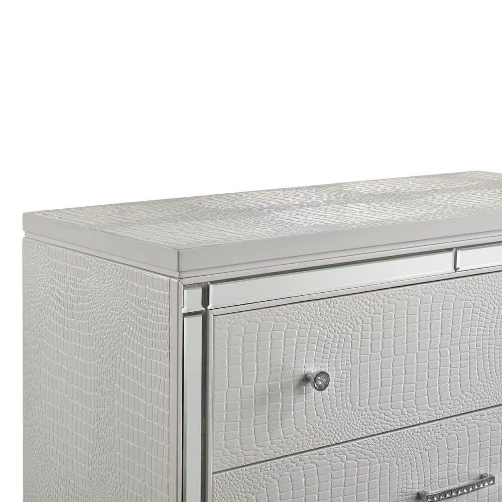 White Mirrored Vertical Chest with Dovetail Drawers
