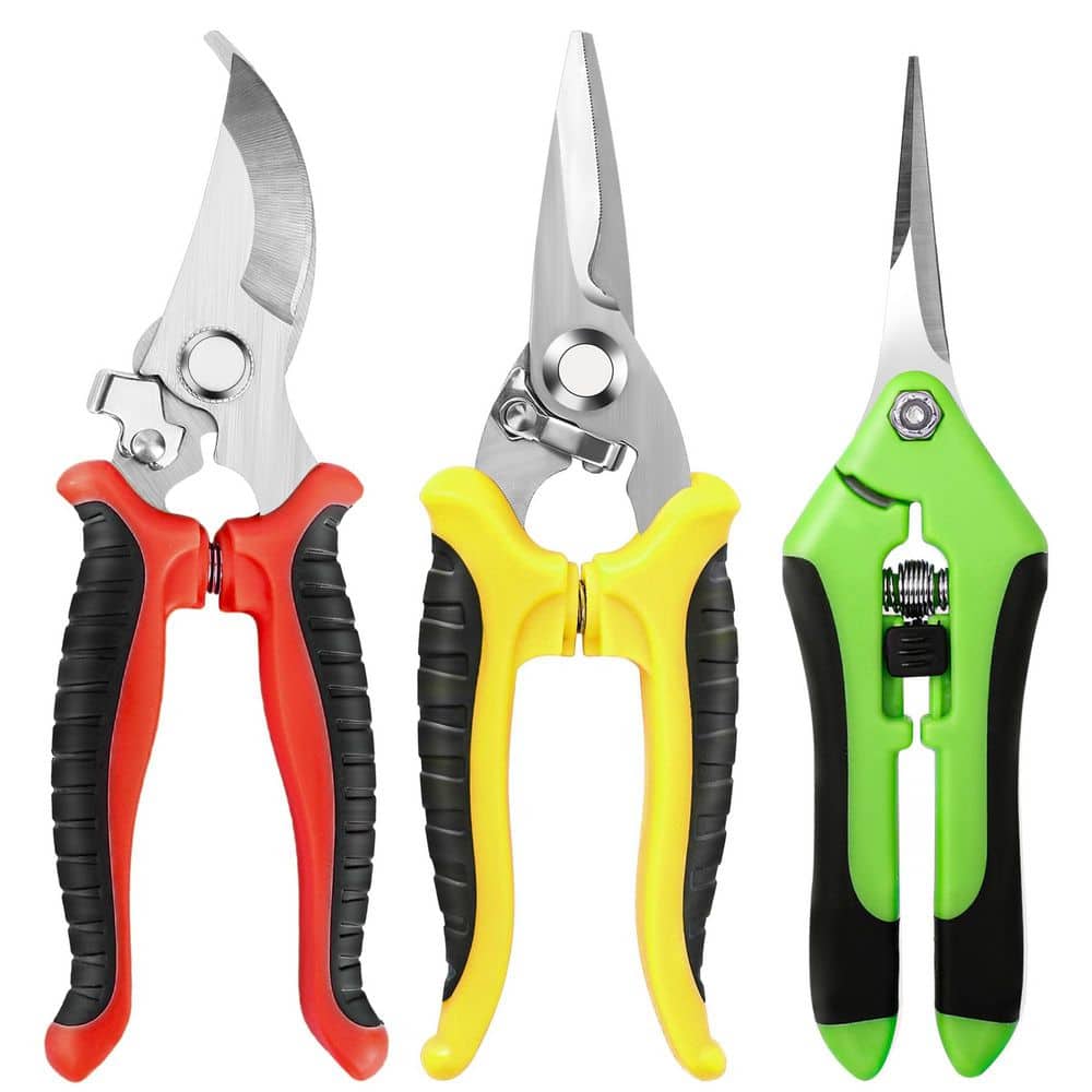 3 Pack Pruning Shears with Secure Locking, Ergonomic Rubber Grip, Stainless Steel Blades for Garden Plants price history on PriceWatchPro