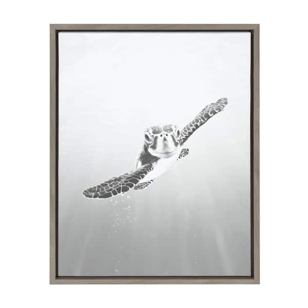 Kate and Laurel Sylvie "Sea Turtle" by Simon Te of Tai Prints 24 in. x 18 in. Framed Canvas Wall Art