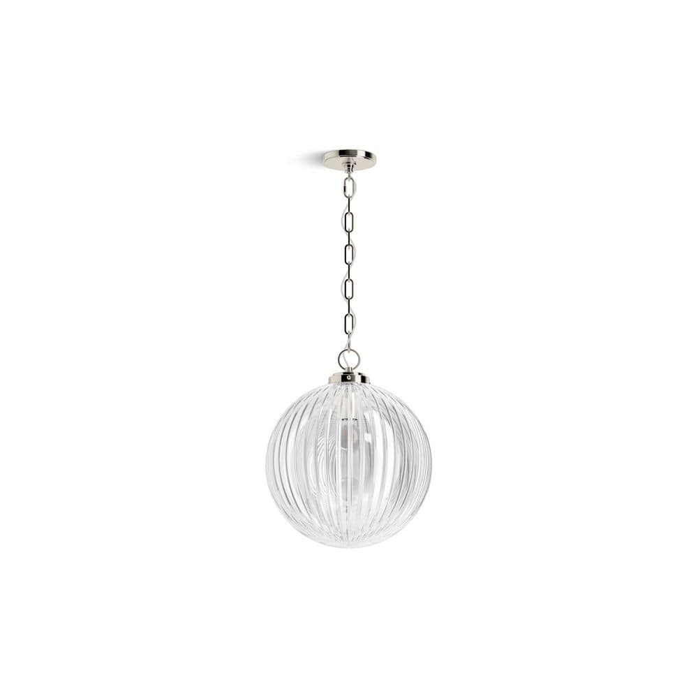 Polished Nickel 14" Glass Globe Pendant Light