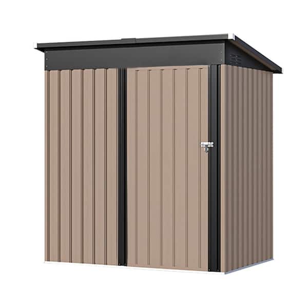 5 ft. W x 3 ft. D Brown Metal Shed with Floor (15 sq. ft.)