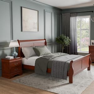 2-Piece Burkhart Cherry Wood King Bedroom Set with Nightstand