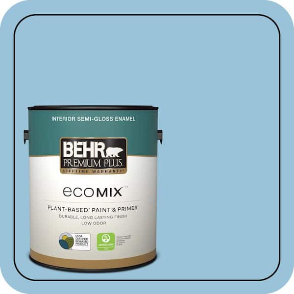 1 gal. #560D-4 Madras Blue Semi-Gloss Enamel EcoMix Plant-Based Interior Paint & Primer