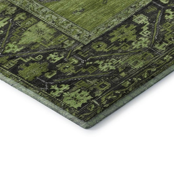 Mayfield Premium Machine Washable Abstract AMF1727 Olive 2 ft. x 3 ft. Area Rug